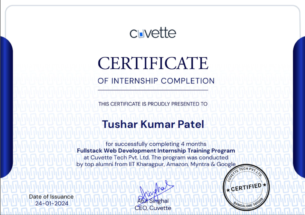 tushar-patel-fullstack-development-internship-certification